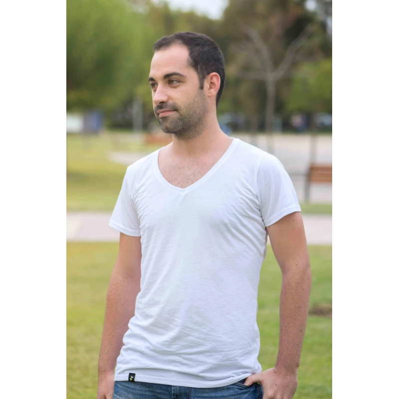 Camiseta antimosquitos Cuello pico Blanca - hombre