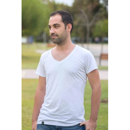 Camiseta antimosquitos Cuello pico Blanca - hombre